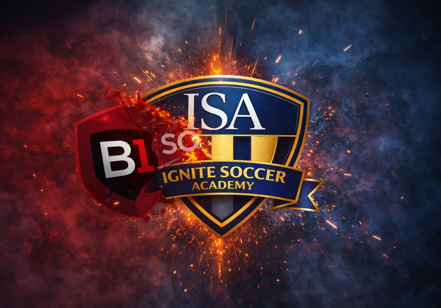 Logo fusion in fiery explosion